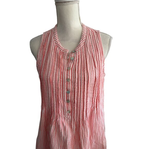 QUINCE Pink Striped Swing Button Dress Size Small - Picture 7 of 9